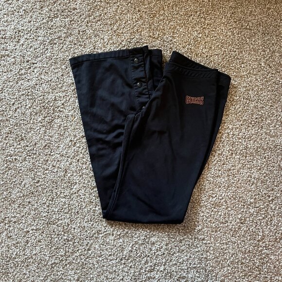 Guess Jeans Athletic Black Low Rise Wide Leg Pants w/ Snap Bottom Legs XS/TP - Picture 13 of 16